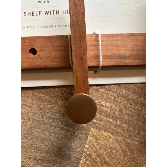 Hearth & Hand with Magnolia Wood Brass Hook Wall Coat Rack Mid Century Style - Picture 5 of 6